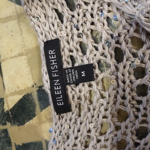 Eileen Fisher Open Weave Italian Yarn Box Top With Sparkles Size M - Picture 10 of 14